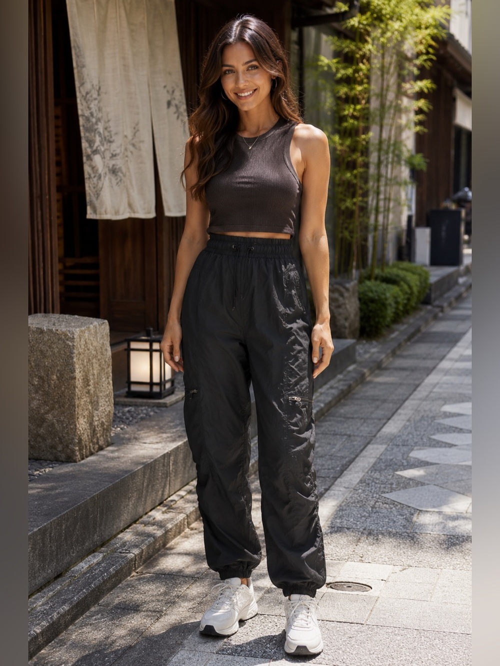 Chenault Women's Black Track Joggers with Elastic Cuffs